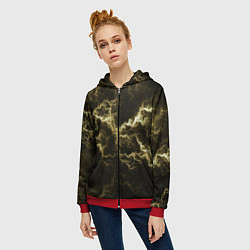 Толстовка на молнии женская Lightning yellow, цвет: 3D-красный — фото 2