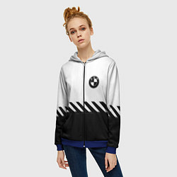 Толстовка на молнии женская BMW geometry line black, цвет: 3D-синий — фото 2