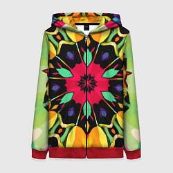 Толстовка на молнии женская Салатовый калейдоскоп, цвет: 3D-красный