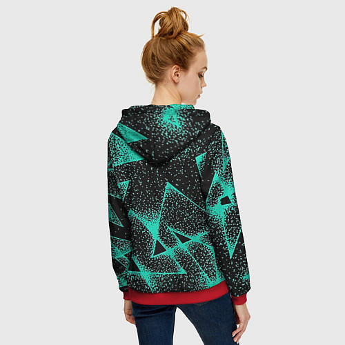 Женская толстовка на молнии The triangle is light blue / 3D-Красный – фото 4