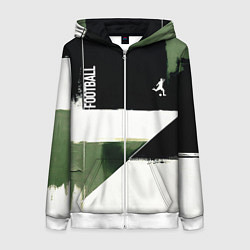 Толстовка на молнии женская Футбол на фоне брызг красок, цвет: 3D-белый