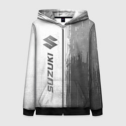 Толстовка на молнии женская Suzuki - white gradient по-вертикали, цвет: 3D-черный