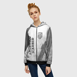 Толстовка на молнии женская Atletico Madrid - white gradient вертикально, цвет: 3D-черный — фото 2