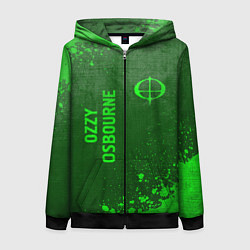 Женская толстовка на молнии Ozzy Osbourne - green gradient вертикально