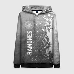 Толстовка на молнии женская Ramones - grey gradient по-вертикали, цвет: 3D-черный
