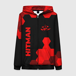 Толстовка на молнии женская Hitman - red gradient вертикально, цвет: 3D-черный