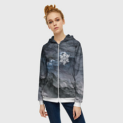 Толстовка на молнии женская Символика Белобога - оберег, цвет: 3D-белый — фото 2