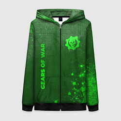 Толстовка на молнии женская Gears of War - green gradient вертикально, цвет: 3D-черный
