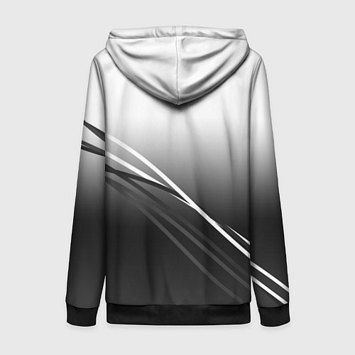 Женская толстовка на молнии Градиент с полосами из белого в тёмный / 3D-Черный – фото 2