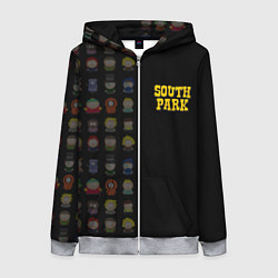 Толстовка на молнии женская South park half pattern, цвет: 3D-меланж