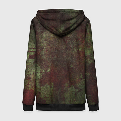 Женская толстовка на молнии Абстракция - green fabric soaked in red paint / 3D-Черный – фото 2