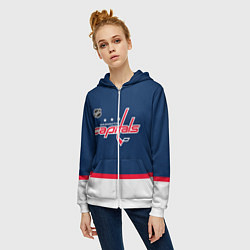 Толстовка на молнии женская Washington Capitals hockey team, цвет: 3D-белый — фото 2