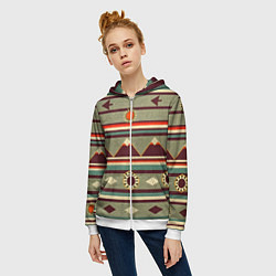 Толстовка на молнии женская Этнический мотив с горами, цвет: 3D-белый — фото 2