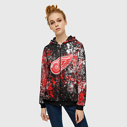 Толстовка на молнии женская Detroit Red Wings NHL black, цвет: 3D-черный — фото 2
