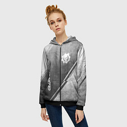 Толстовка на молнии женская Gears of War - grey gradient вертикально, цвет: 3D-черный — фото 2