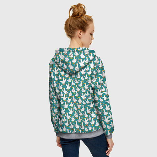 Женская толстовка на молнии Злой гусь узор / 3D-Меланж – фото 4