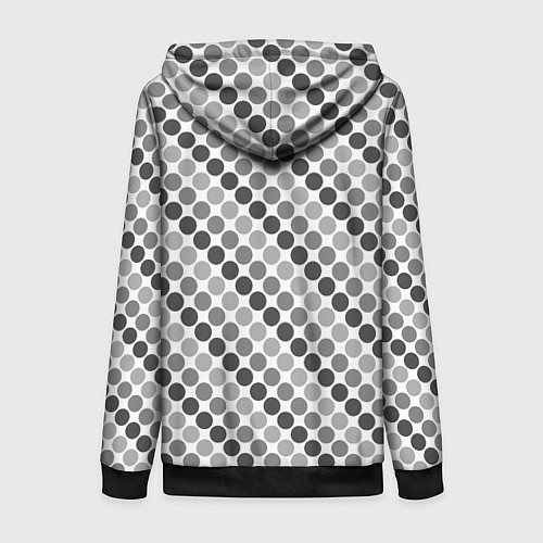 Женская толстовка на молнии Черный и серый горох на белом фоне / 3D-Черный – фото 2