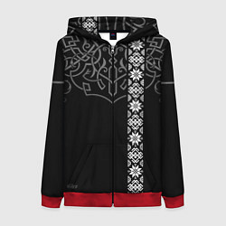 Толстовка на молнии женская Славянские символы традиции народа, цвет: 3D-красный