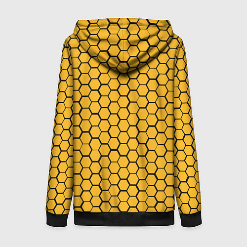 Женская толстовка на молнии Бостон Брюинз - желтые соты / 3D-Черный – фото 2