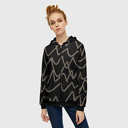 Толстовка на молнии женская Кривые рукописные линии чёрно-коричневый, цвет: 3D-черный — фото 2