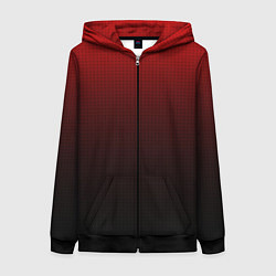 Толстовка на молнии женская Из красного в чёрный градиент с точками, цвет: 3D-черный