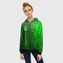 Толстовка на молнии женская Babymetal - green gradient по-вертикали, цвет: 3D-черный — фото 2