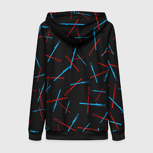 Женская толстовка на молнии Паттерн из световых мечей / 3D-Черный – фото 2