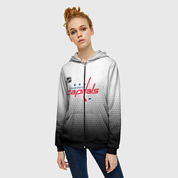 Толстовка на молнии женская Вашингтон Кэпиталз - градиент, цвет: 3D-черный — фото 2