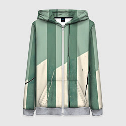 Женская толстовка на молнии Зеленые полосы
