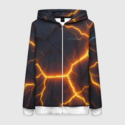 Толстовка на молнии женская Молнии и черные объемные плиты, цвет: 3D-белый