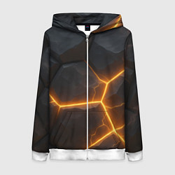 Женская толстовка на молнии Черные плиты с оранжевой молнией