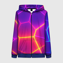 Толстовка на молнии женская Синие плиты с фиолетовым свечением, цвет: 3D-синий