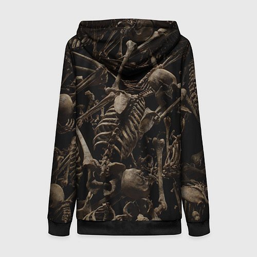 Женская толстовка на молнии Человеческие кости / 3D-Черный – фото 2