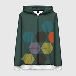 Толстовка на молнии женская Кластер зеленая ночь, цвет: 3D-белый