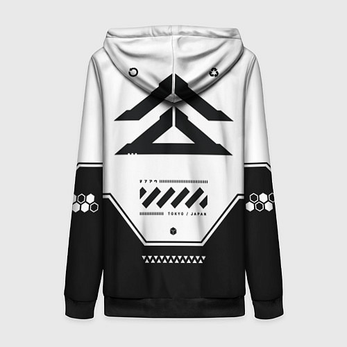 Женская толстовка на молнии Кибер текстура - черно белая / 3D-Черный – фото 2