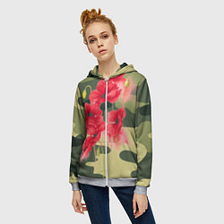Толстовка на молнии женская Камуфляж с маками, цвет: 3D-меланж — фото 2