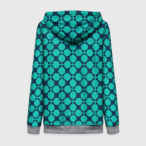 Женская толстовка на молнии Бирюзовый узор в клетку и горошек ретро / 3D-Меланж – фото 2