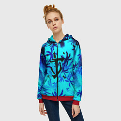 Толстовка на молнии женская Doom неоновые тропики, цвет: 3D-красный — фото 2
