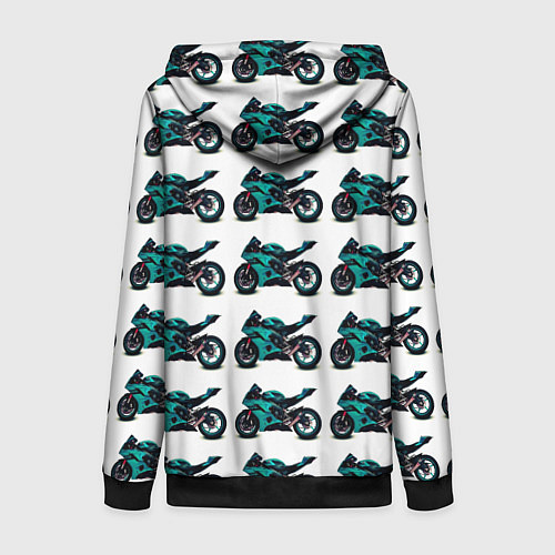 Женская толстовка на молнии Motorbike light blue / 3D-Черный – фото 2