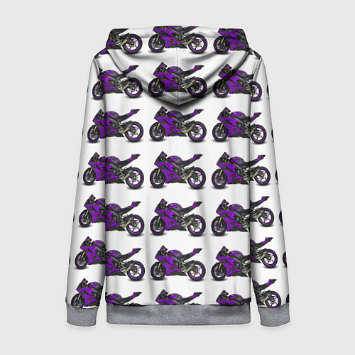 Женская толстовка на молнии Motorcycle purple / 3D-Меланж – фото 2