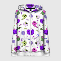 Женская толстовка на молнии Halloween purple pumpkin pattern