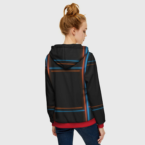 Женская толстовка на молнии Neon black red blue / 3D-Красный – фото 4