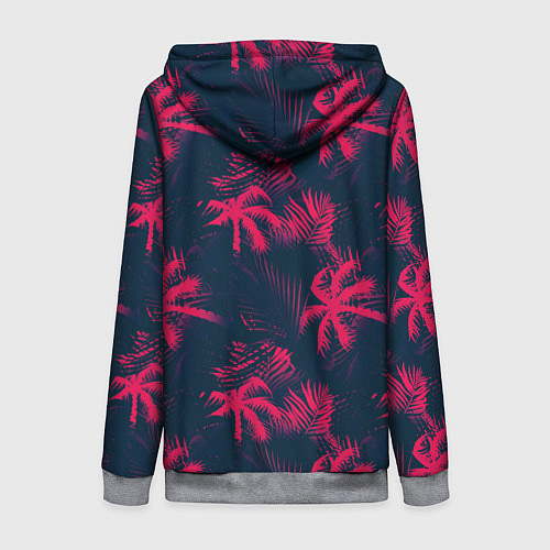 Женская толстовка на молнии Palm pink black / 3D-Меланж – фото 2