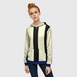 Толстовка на молнии женская Color black beige line, цвет: 3D-синий — фото 2