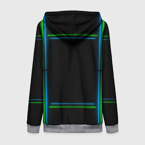 Женская толстовка на молнии Neon green light blue / 3D-Меланж – фото 2