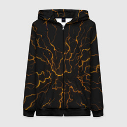 Толстовка на молнии женская Разряды электричества текстура, цвет: 3D-черный