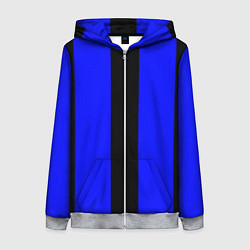 Толстовка на молнии женская Color blue black stripes, цвет: 3D-меланж