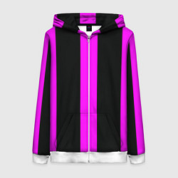 Толстовка на молнии женская Color black pink lines, цвет: 3D-белый