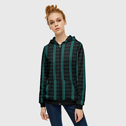 Толстовка на молнии женская Color blue dark stripe, цвет: 3D-черный — фото 2