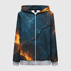 Толстовка на молнии женская Разлом плит с огнем, цвет: 3D-меланж